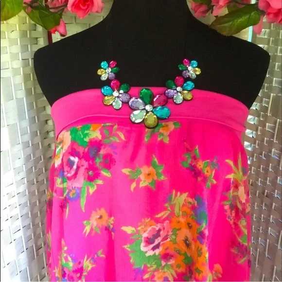 💖See New Listing💖  Multicolor Floral Rhinestone Bib Necklace Flower Crystal - Picture 7 of 9